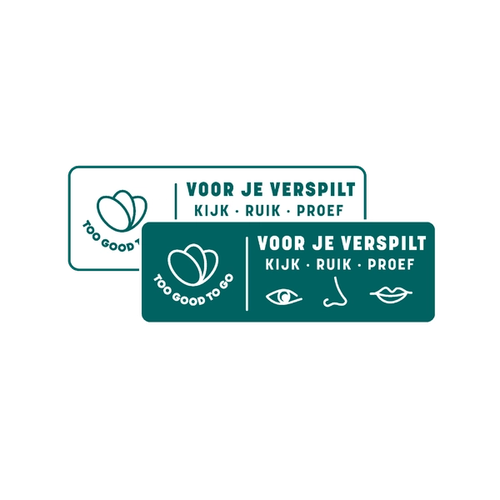a green and white sign that says voor je verspilt