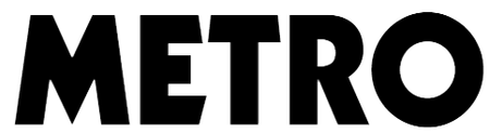 a black and white metro logo on a white background