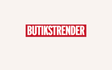 The word "BUTIKSTRENDER" in white, bold, capital letters within a red rectangular box, on a light background.