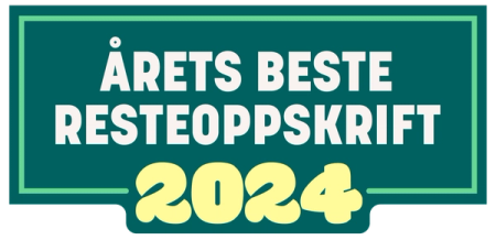 a green sign that says årets beste resteoppskrift 2024