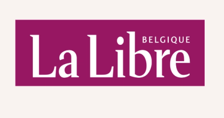 La Libre Belgique logo, white text on purple.