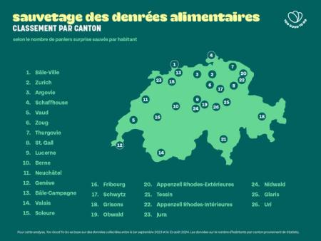 a green map of switzerland with a list of cities .