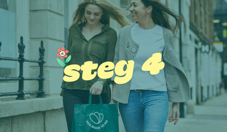 two women walking down a street with the word steg 4 on the bottom