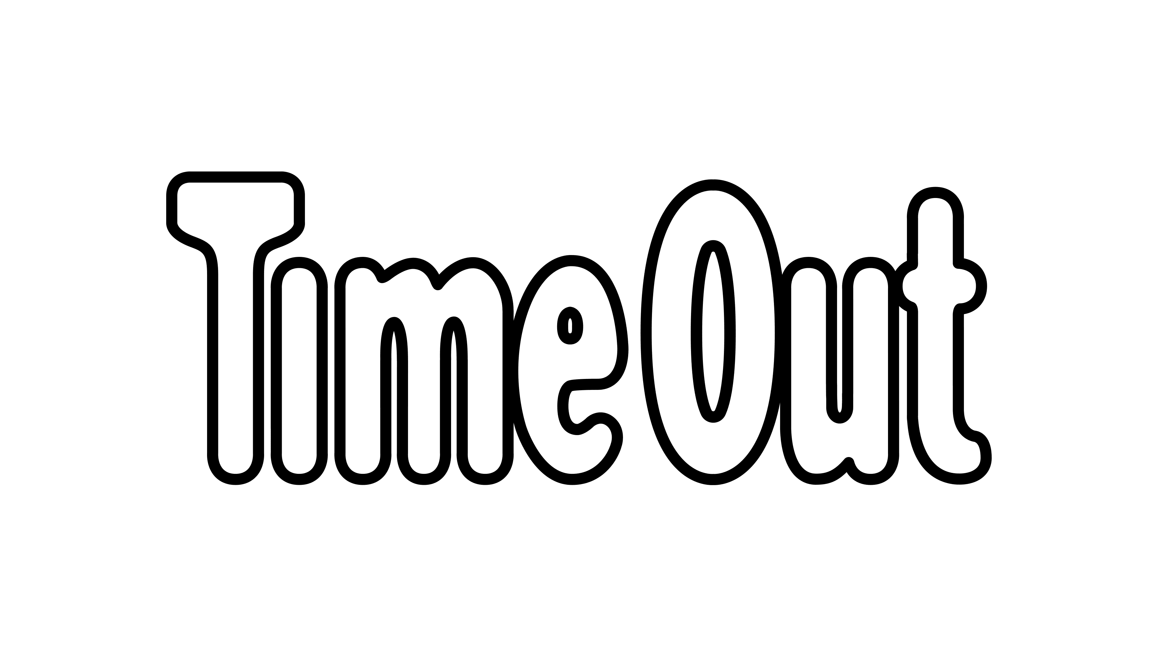 a black and white logo for timeout on a white background