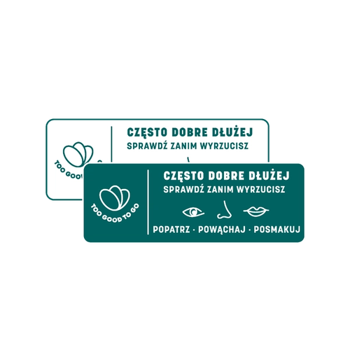 a sticker that says ' czysto dobre dluzej ' on it