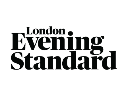 the london evening standard logo is black and white on a transparent background .