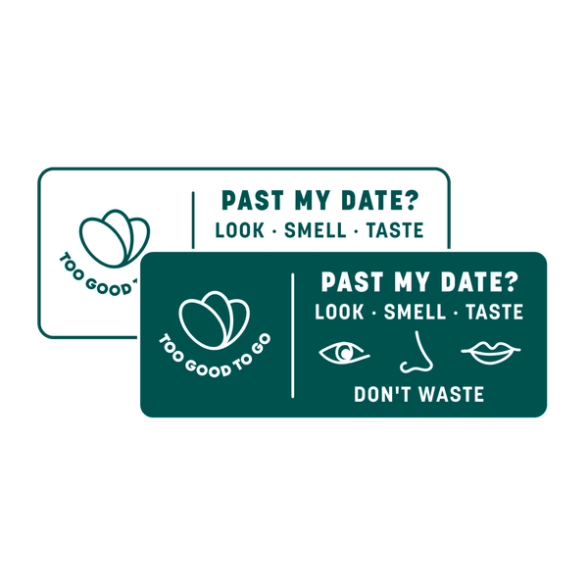 a sticker that says past my date on it