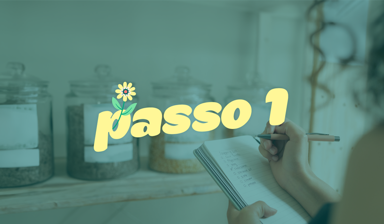 a person writing in a notebook in front of jars that say passo 1