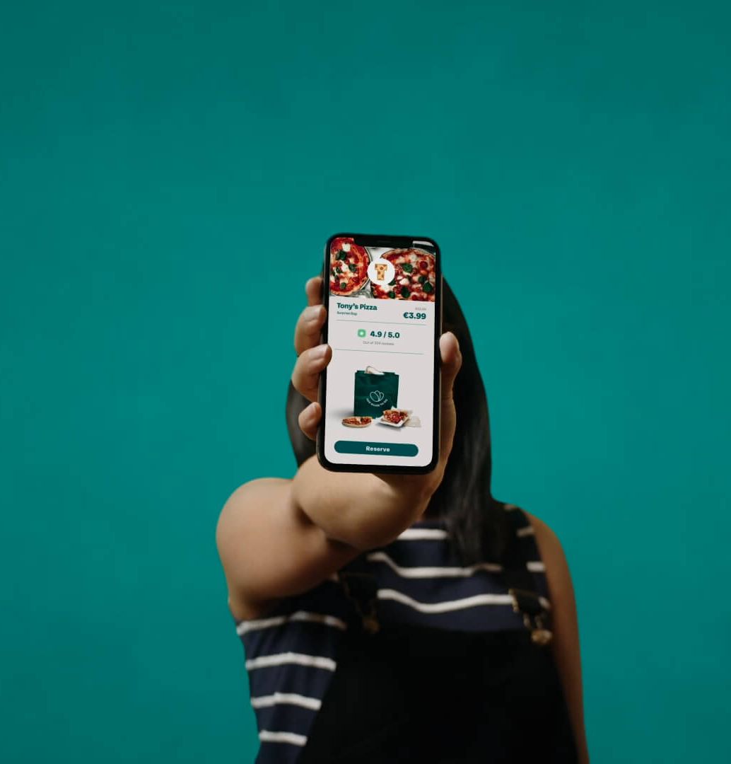 A user shows the interface of the too good to go app