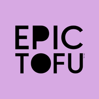 a logo for epic tofu on a purple background