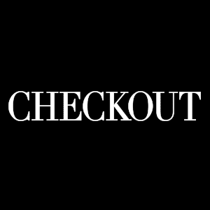 the word checkout is written in white on a black background