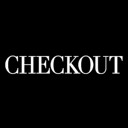 the word checkout is written in white on a black background