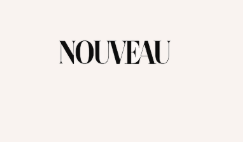 The word NOUVEAU in a black serif font.