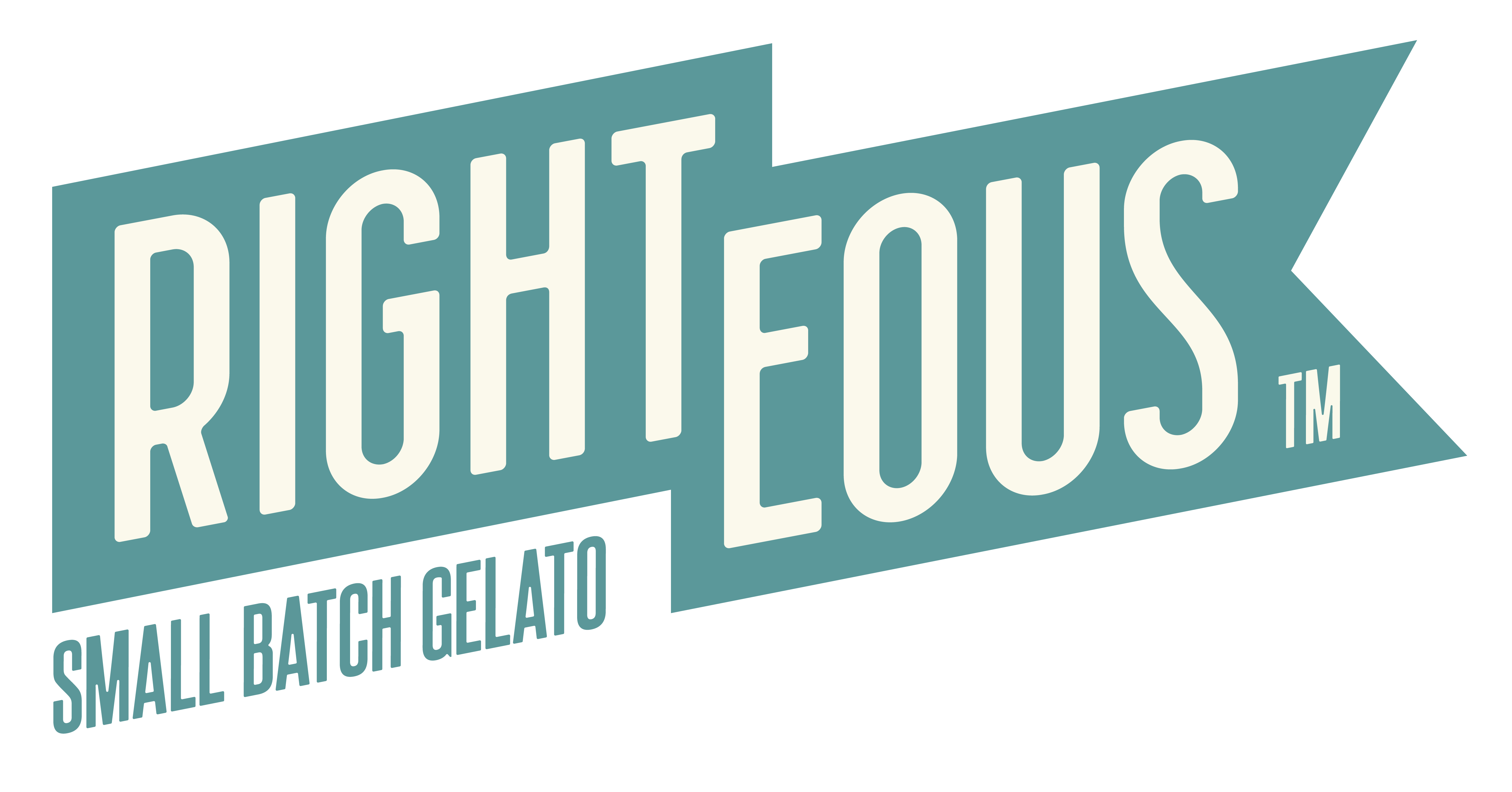 a logo for righteous small batch gelato