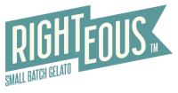 a logo for righteous small batch gelato