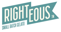 a logo for righteous small batch gelato
