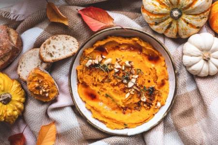 Houmous à l'aquafaba et au potimarron