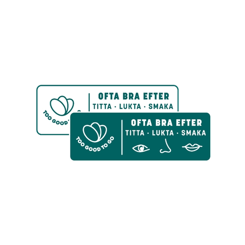 a green and white sign that says " ofta bra efter titta lukta smaka "