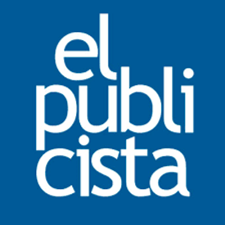 a blue and white logo for el publi cista
