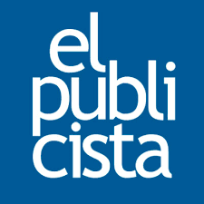 a blue and white logo for el publi cista