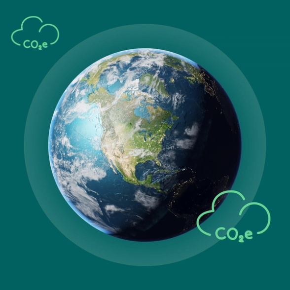 a drawing of the earth with the words co2e below it