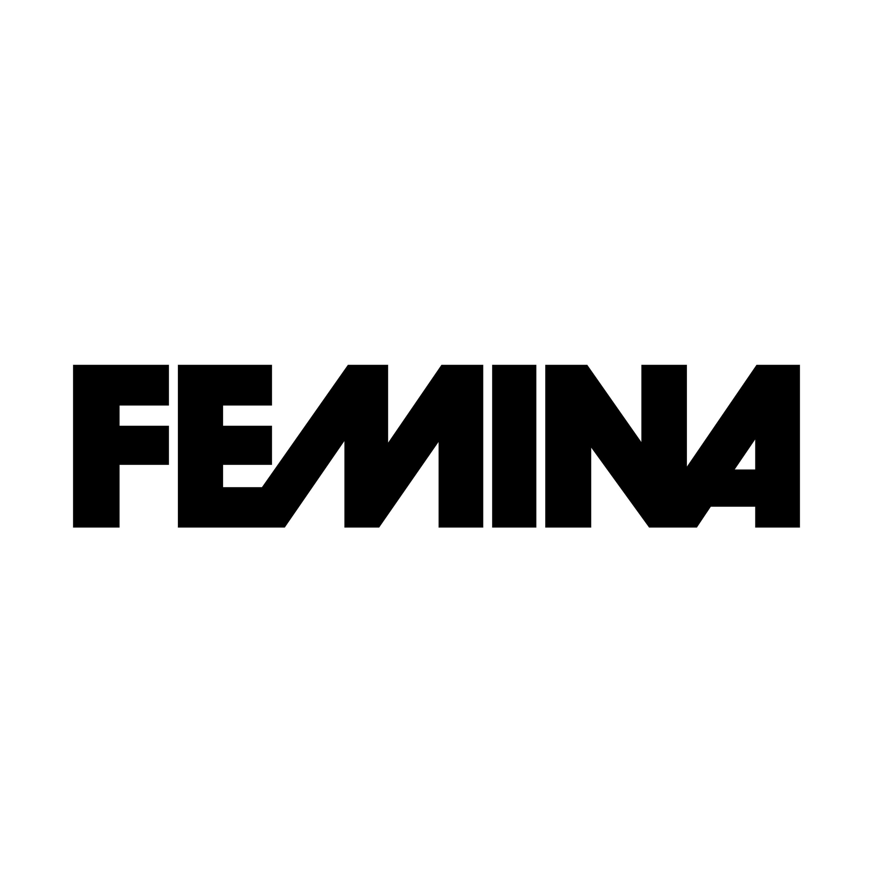 a black and white logo for femina magazine on a white background