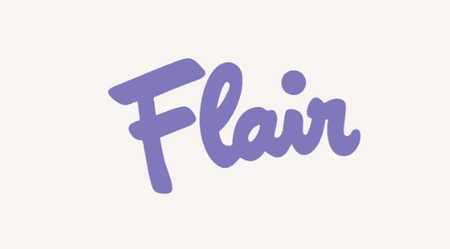 The word "Flair" in purple, handwritten-style text.