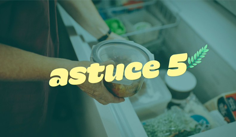 a person holding a container with the word astuce 5 on it