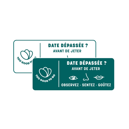 a sign that says " date depassee avant de jeter " on it