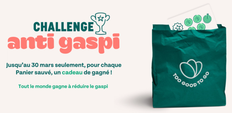 a green bag that says too good to go on it