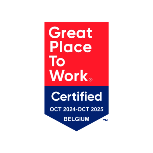 a red and blue sign that says great place to work certified