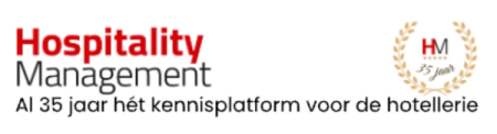 Hospitality Management logo with the slogan "For 35 years the knowledge platform for the hotel industry," featuring a 35-year anniversary emblem.