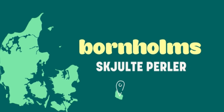 a green map with the words bornholms skjulte perler below it