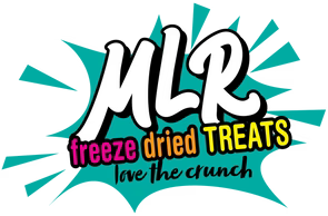 a logo for mlr freeze dried treats love the crunch