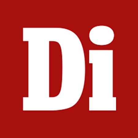 a red background with the letter di in white