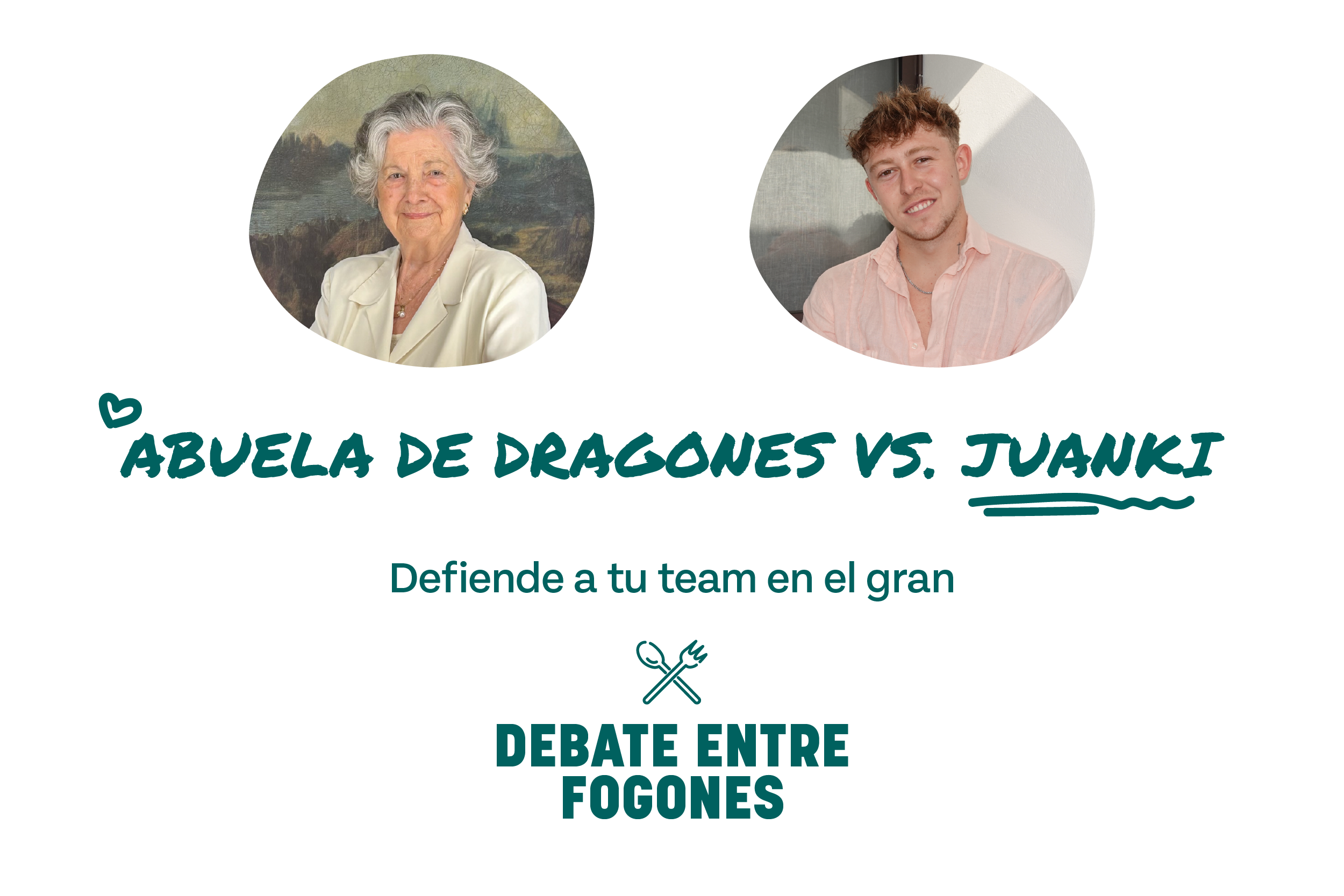 Foto de Abuela de Dragones y Juanki Municio, los capitanes de cada equipo del Debate Entre Fogones