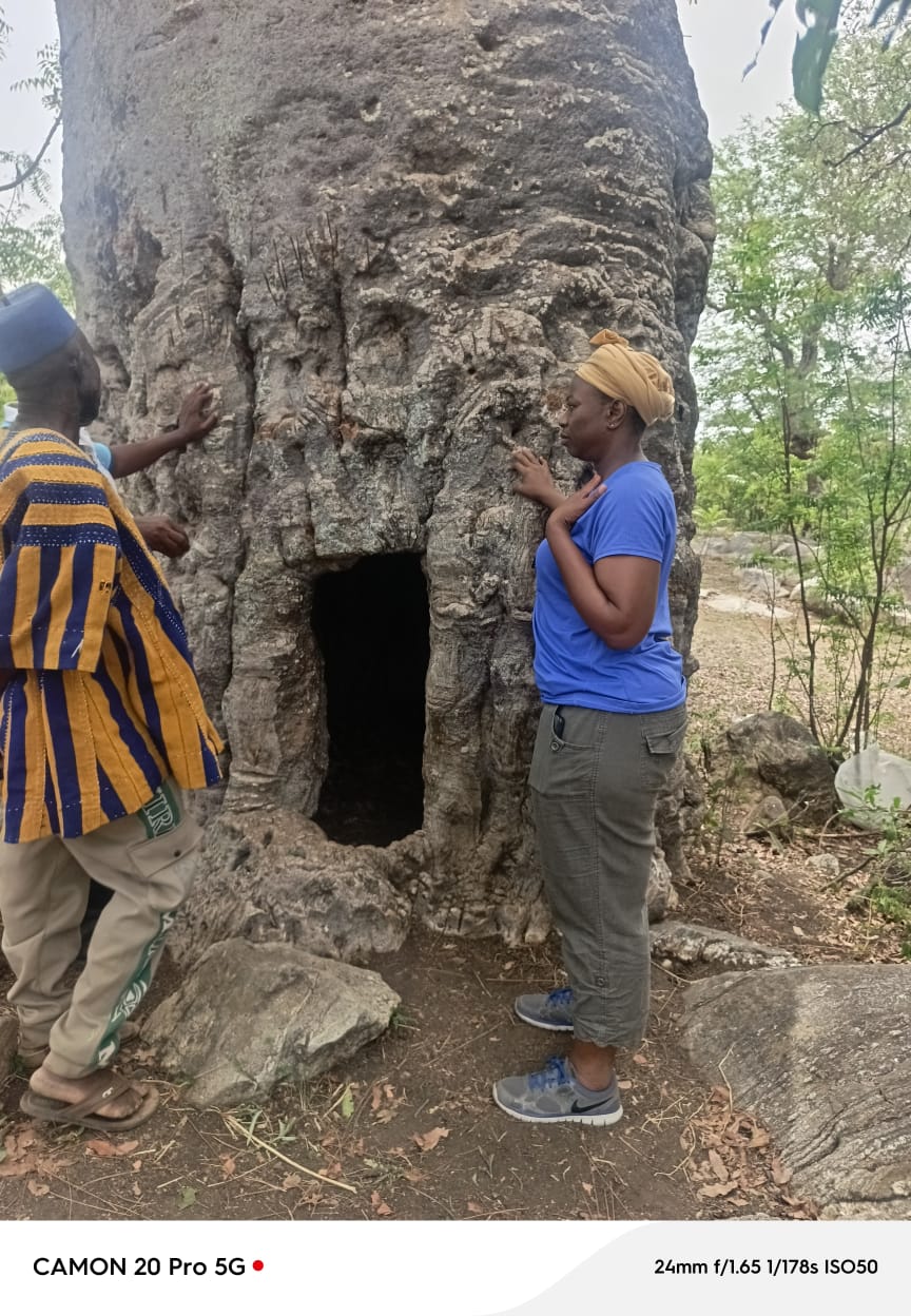 Historic Baobab tree in Busa, Upper West Region, with community members
