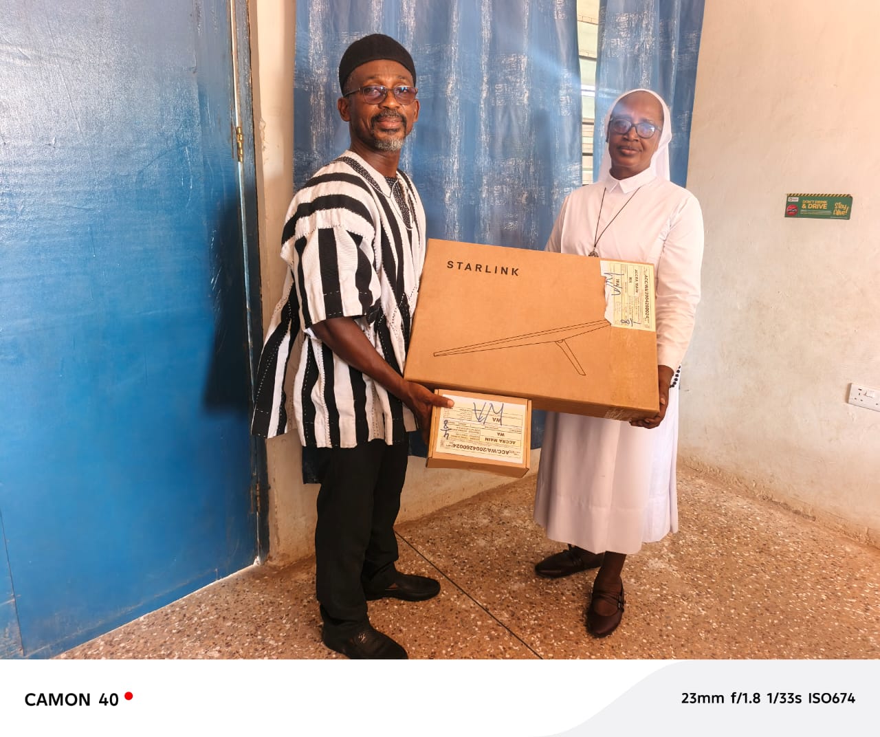 Starlink equipment handover to school sister, Wa Upper West Region