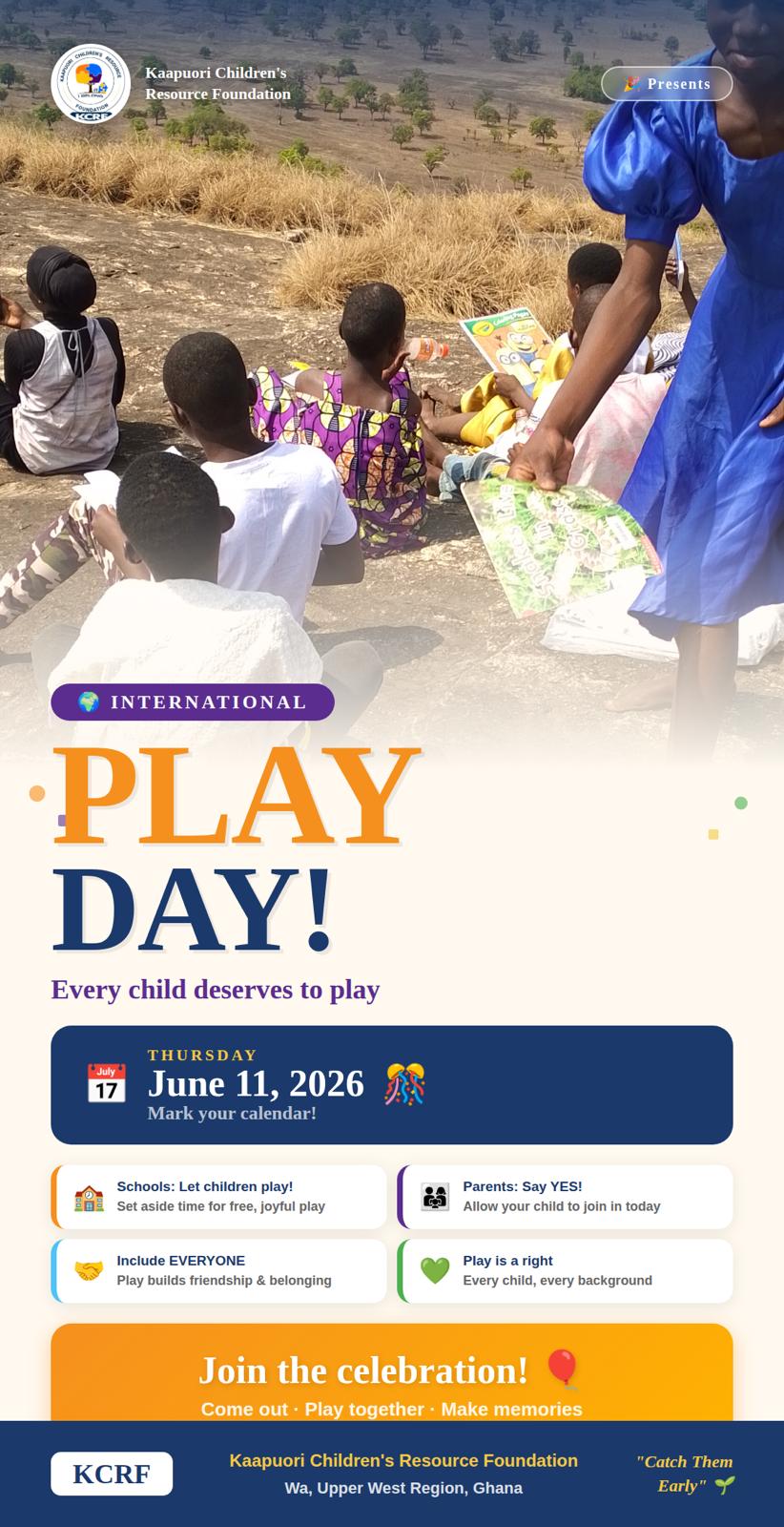 KCRF International Play Day event promotional flyer