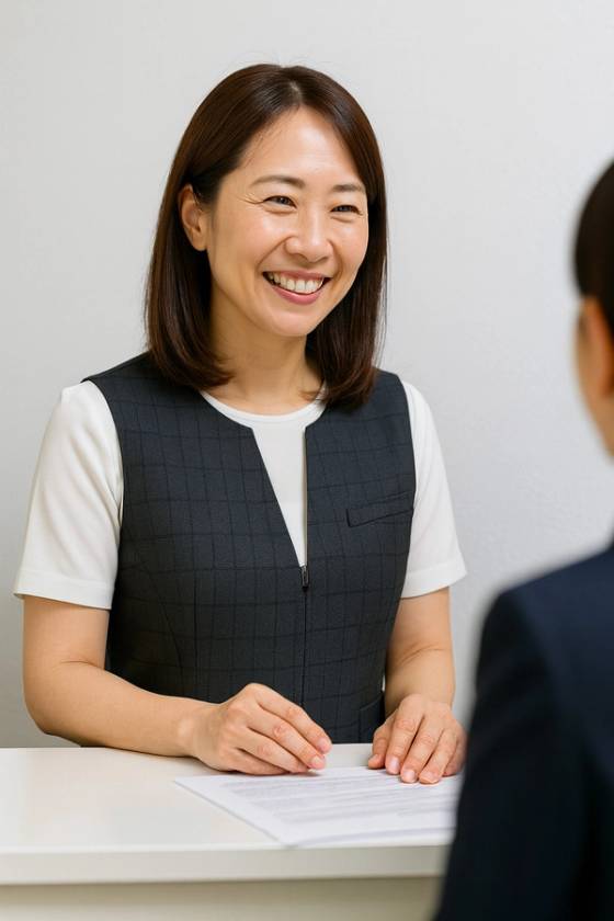 受付で応対する事務員（AI生成イメージ）