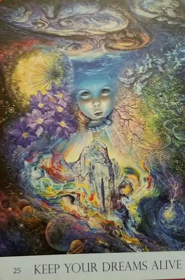 Keep Your Dreams Alive oracle card with a colorful nature spirit