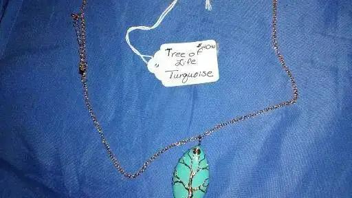 Turquoise pendant necklace on a silver chain