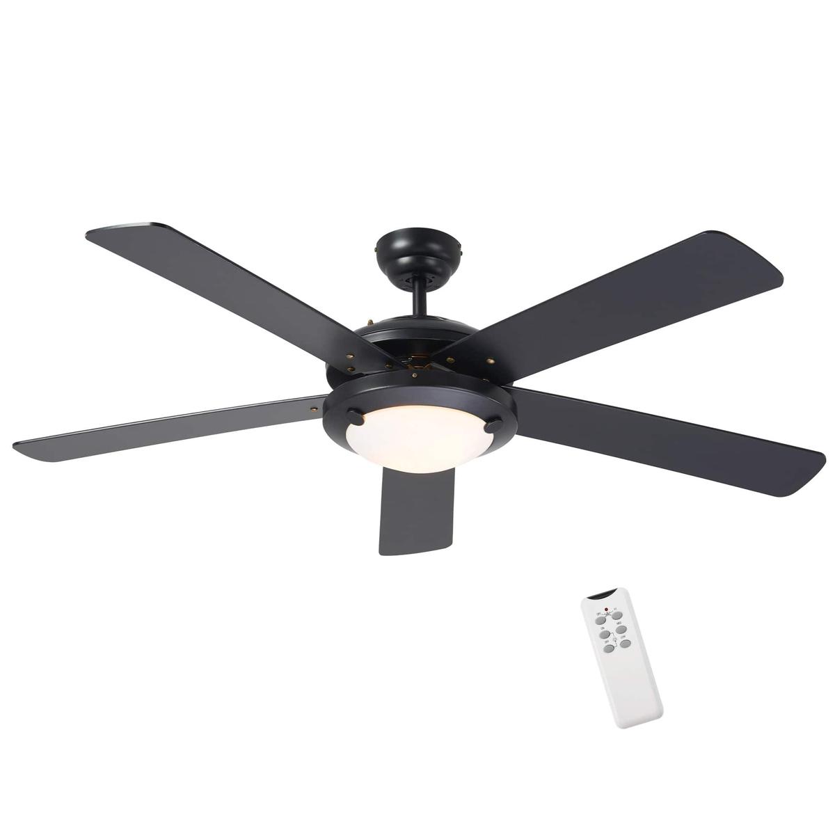 52-Inch Ceiling Fan with LED Light, Remote and 5 Reversible Blades