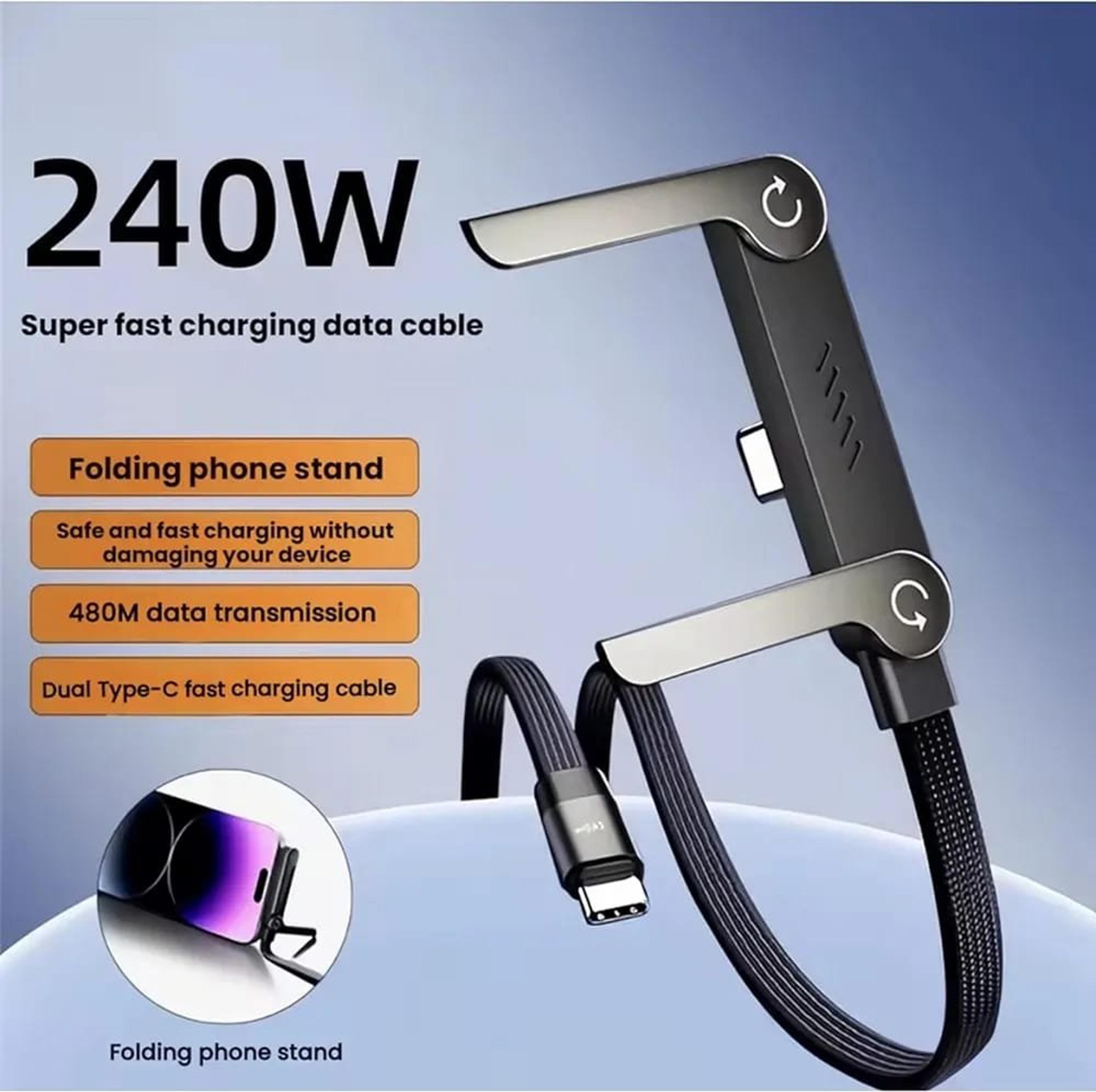 240W USB-C to USB-C Fast Charging Cable with Foldable Stand