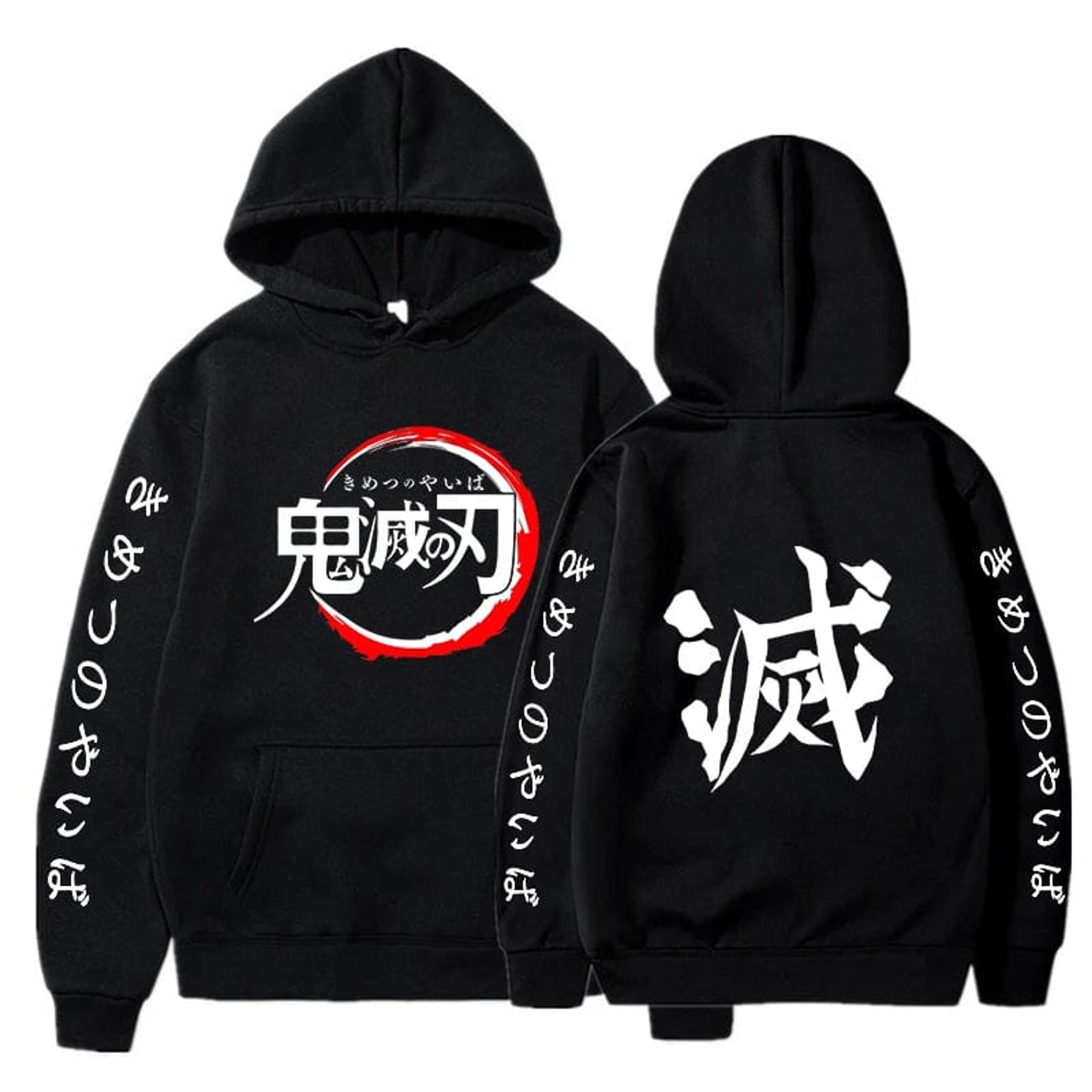 Demon Slayer Letter Graphic Printed Hoodie Pullover