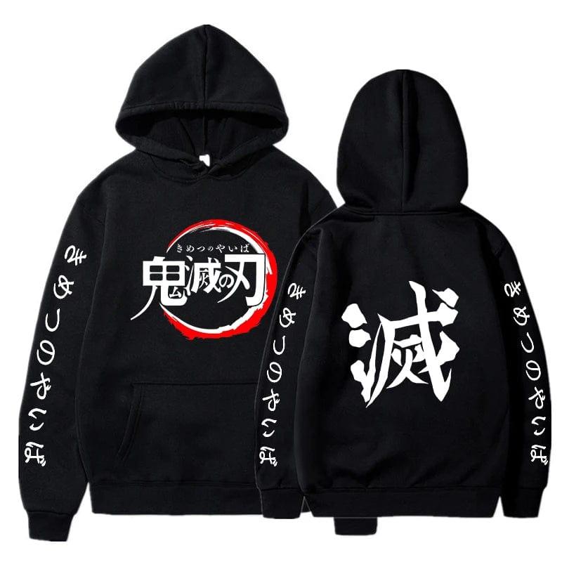 Demon Slayer Letter Graphic Printed Hoodie Pullover