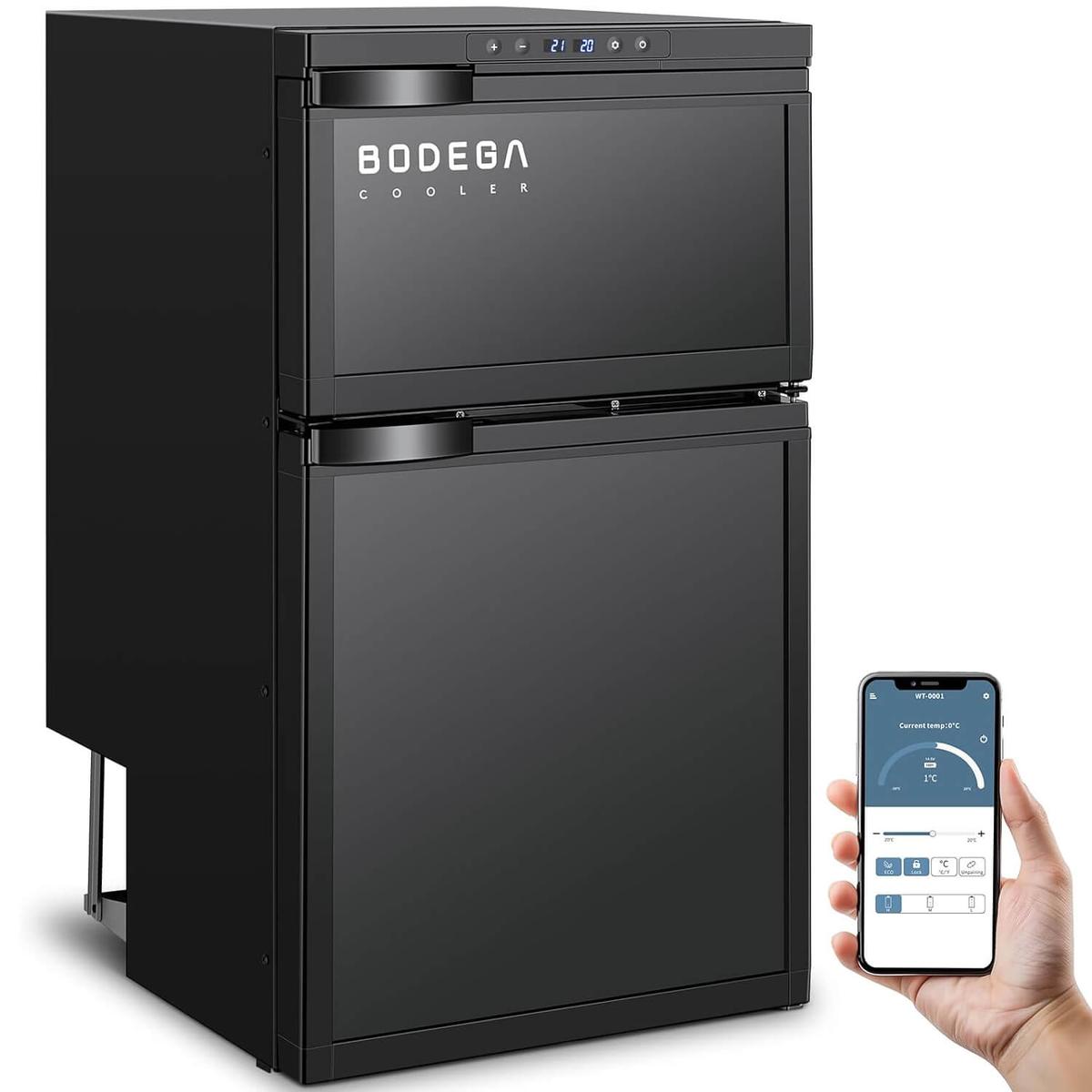 Bodegacooler RV Dual Door Upright Fridge Freezer 2.82 Cu.ft