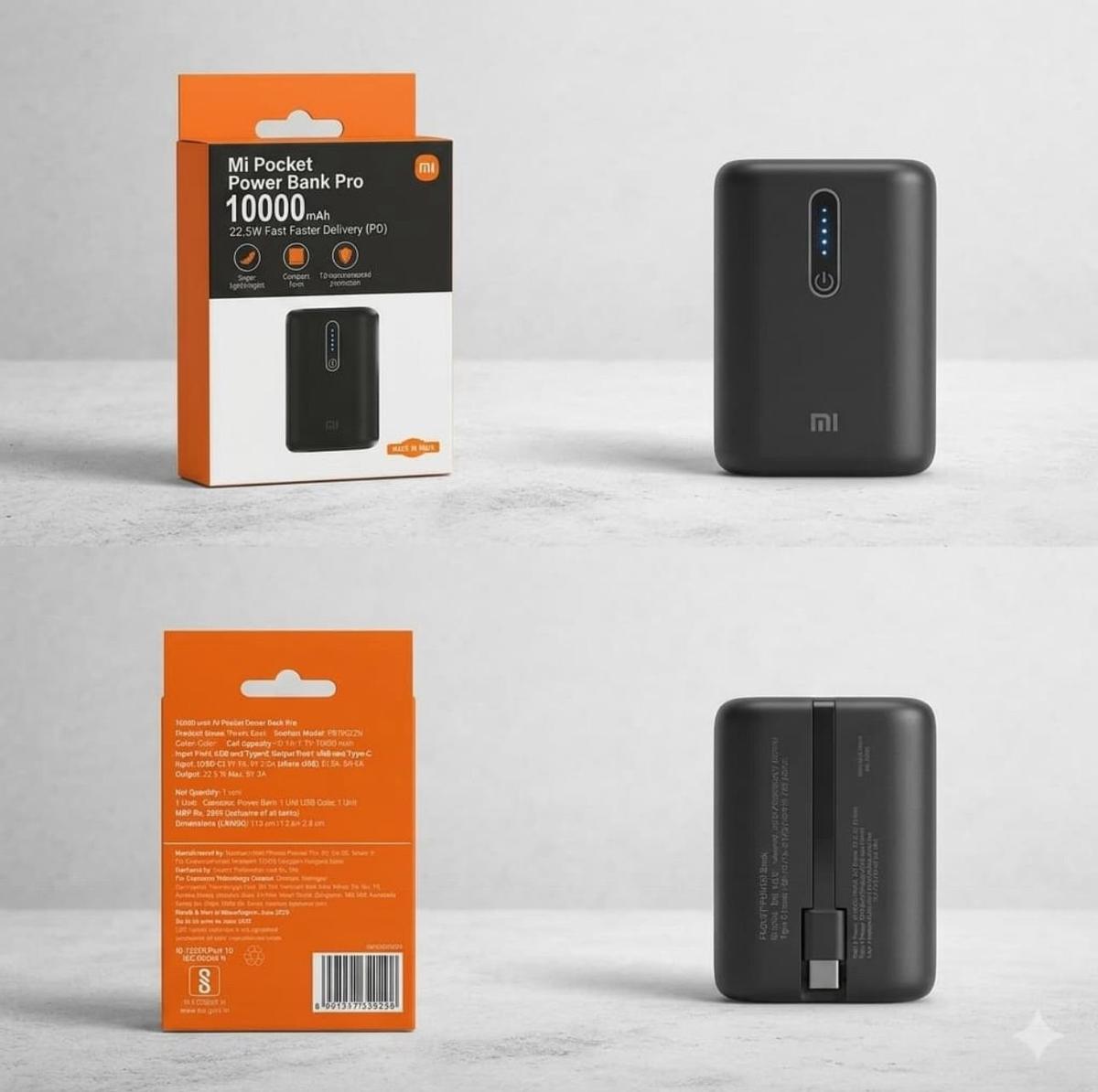 Mi 10000mAh Pocket Power Bank Portable Fast Charging Battery Pack