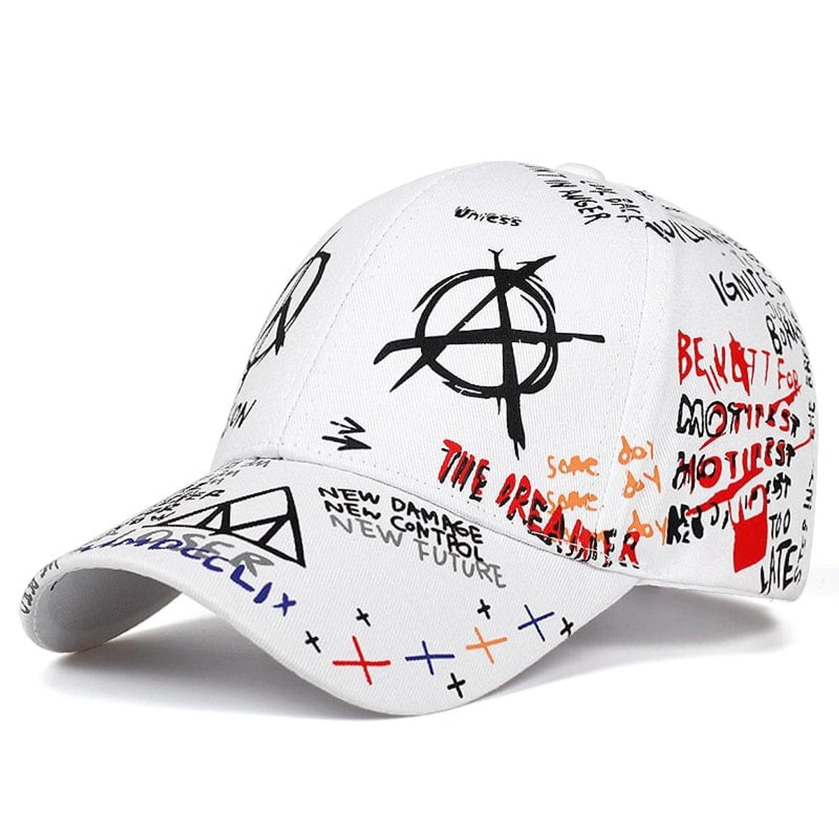 Graffiti Print 100% Cotton Adjustable Baseball Cap