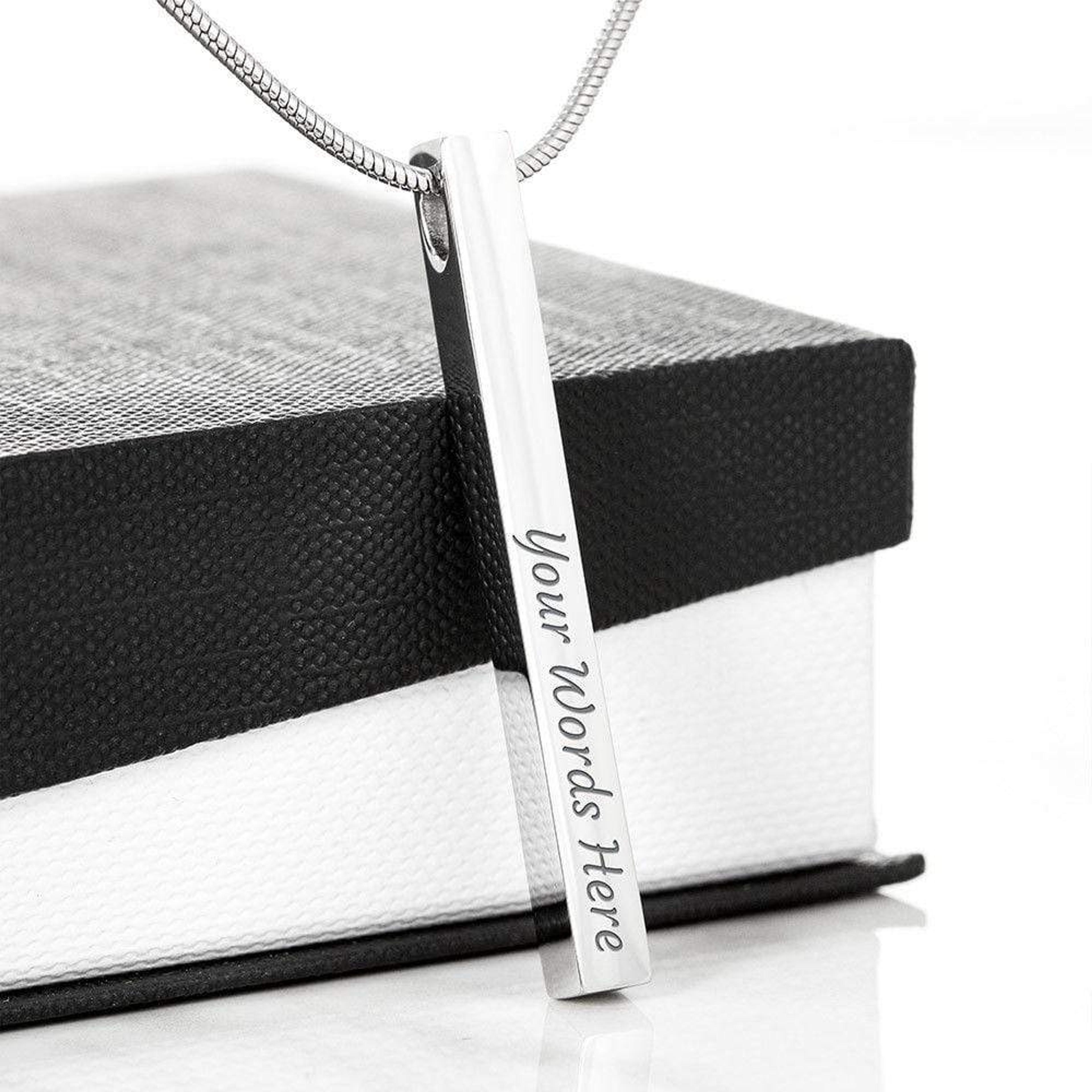 2 Sided Engraved Stick Necklace - Front and Back